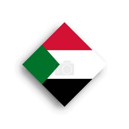 Sudan flag - rhombus shape icon with dropped shadow isolated on white background