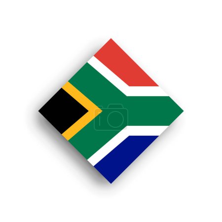 Südafrika-Flagge - Rautenform-Symbol mit Schlagschatten isoliert auf weißem Hintergrund