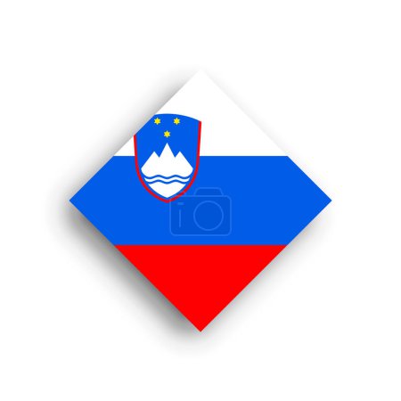 Slovenia flag - rhombus shape icon with dropped shadow isolated on white background