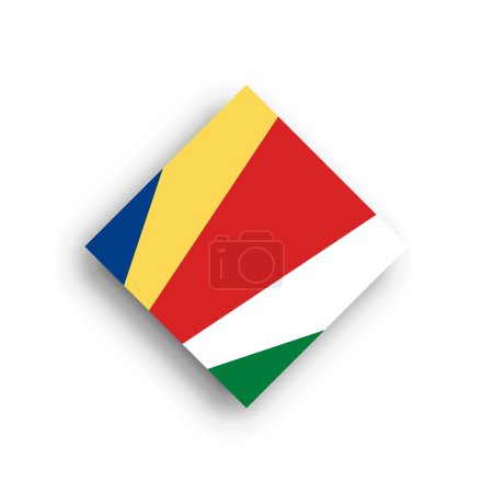 Flagge der Seychellen - Symbol der Rautenform mit fallendem Schatten auf weißem Hintergrund