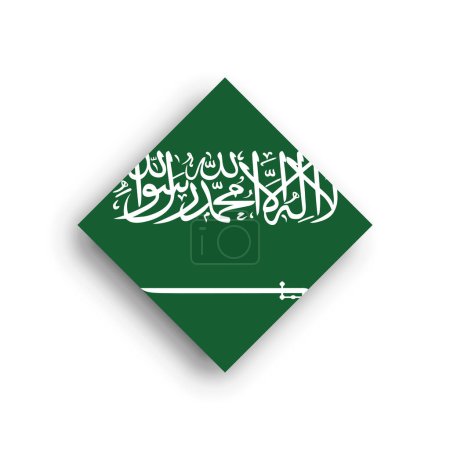 Drapeau Arabie Saoudite - icône en forme de losange avec ombre portée isolée sur fond blanc