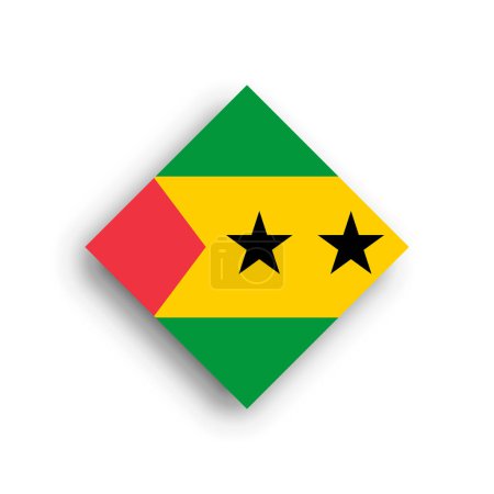Flagge von Sao Tome und Principe - Rautenform-Symbol mit Schlagschatten isoliert auf weißem Hintergrund