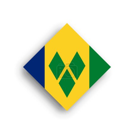 Bandera de San Vicente y las Granadinas icono en forma de rombo con sombra soltada aislada sobre fondo blanco