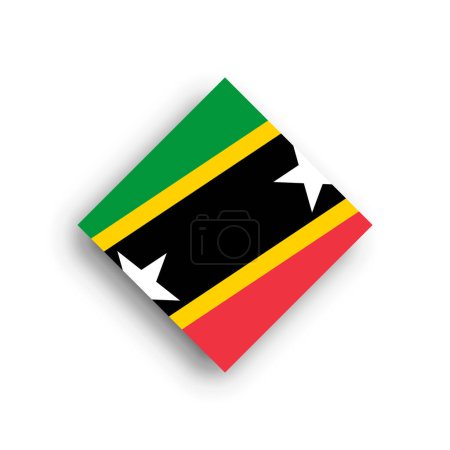 Flagge von St. Kitts und Nevis - Ikone der Rautenform mit fallendem Schatten auf weißem Hintergrund