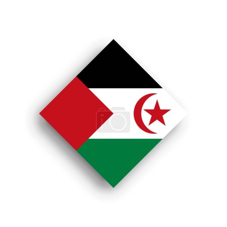 Drapeau de la République arabe sahraouie démocratique icône en forme de losange avec ombre portée isolée sur fond blanc