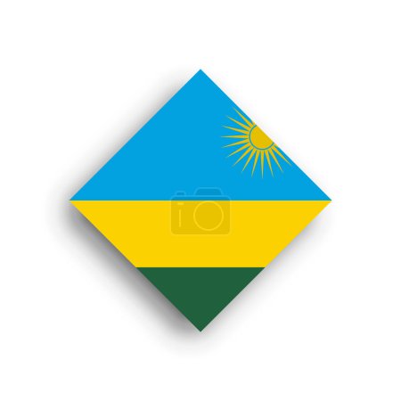 Bandera de Ruanda - icono de forma rombo con sombra caída aislada sobre fondo blanco