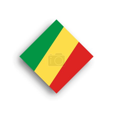 Republic of the Congo flag - rhombus shape icon with dropped shadow isolated on white background