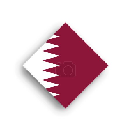 Qatar flag - rhombus shape icon with dropped shadow isolated on white background