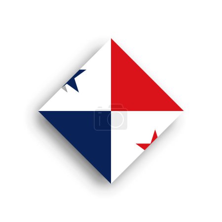 Panama flag - rhombus shape icon with dropped shadow isolated on white background