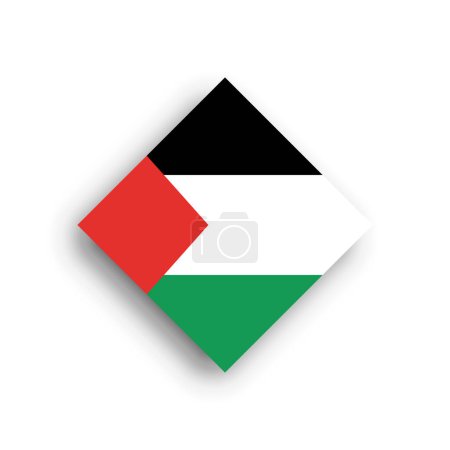 Palestine flag - rhombus shape icon with dropped shadow isolated on white background