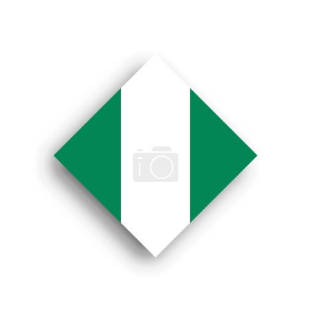 Nigeria flag - rhombus shape icon with dropped shadow isolated on white background