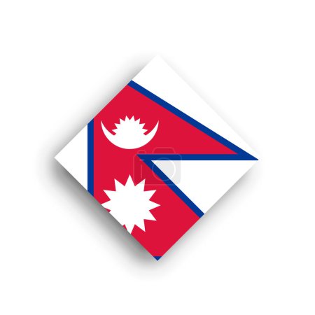 Bandera de Nepal icono de forma rombo con sombra caída aislada sobre fondo blanco
