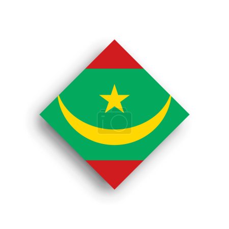 Bandera de Mauritania - icono de forma rombo con sombra caída aislada sobre fondo blanco