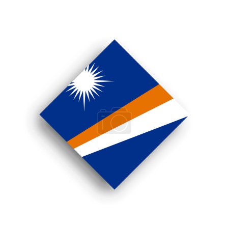Flagge der Marshallinseln - Symbol mit Rautenform und Schatten auf weißem Hintergrund