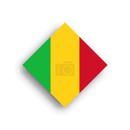 Mali flag - rhombus shape icon with dropped shadow isolated on white background