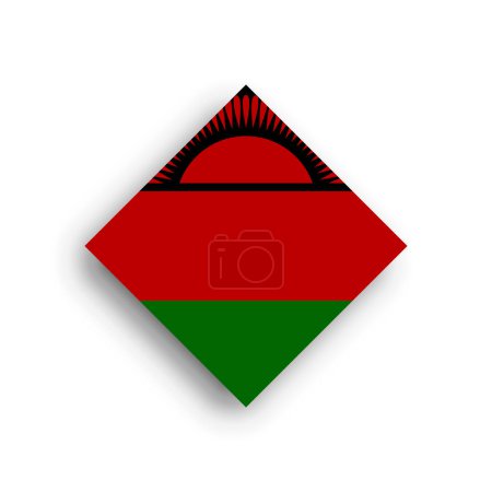 Malawi-Flagge - Rautenform-Symbol mit fallendem Schatten auf weißem Hintergrund
