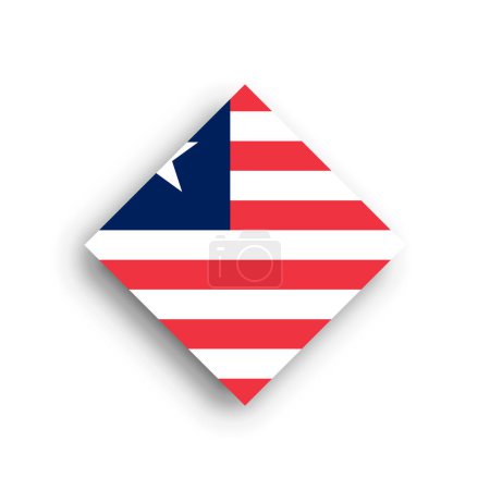 Bandera de Liberia - icono de forma rombo con sombra caída aislada sobre fondo blanco