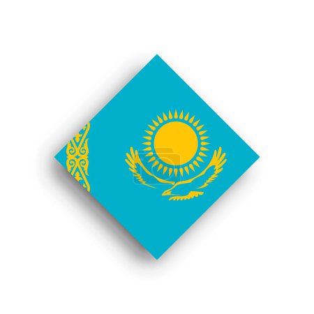 Kazakhstan flag - rhombus shape icon with dropped shadow isolated on white background