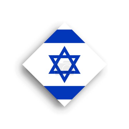 Israel flag - rhombus shape icon with dropped shadow isolated on white background