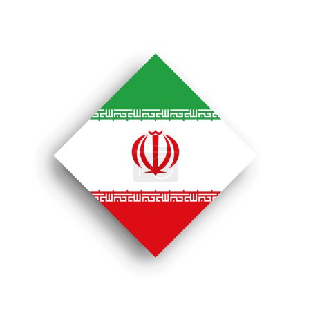 Iran flag - rhombus shape icon with dropped shadow isolated on white background