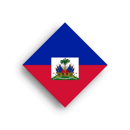 Haïti drapeau - icône en forme de losange avec ombre portée isolée sur fond blanc