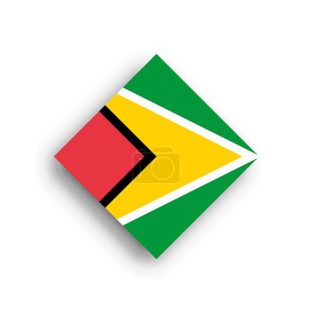 Guyana flag - rhombus shape icon with dropped shadow isolated on white background