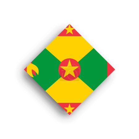 Grenada Flagge - Rautensymbol mit Schlagschatten isoliert auf weißem Hintergrund