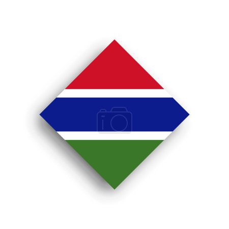 Gambia flag - rhombus shape icon with dropped shadow isolated on white background
