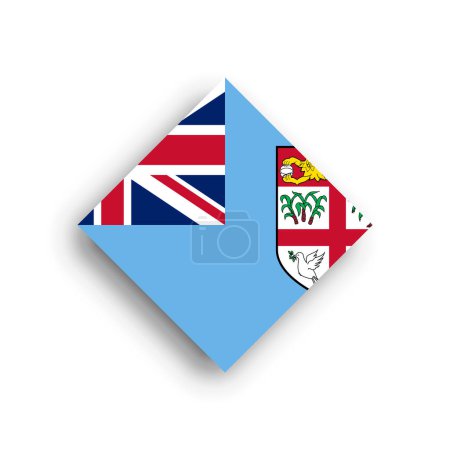 Bandera de Fiyi - icono de forma rombo con sombra caída aislada sobre fondo blanco