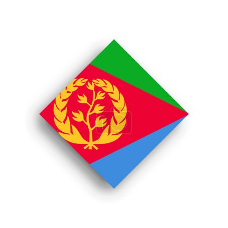 Eritrea flag - rhombus shape icon with dropped shadow isolated on white background
