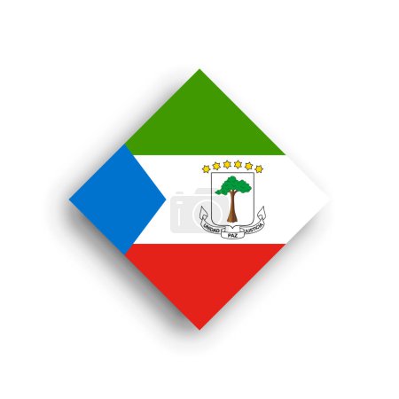Äquatorialguinea-Flagge - Symbol der Rautenform mit fallendem Schatten auf weißem Hintergrund
