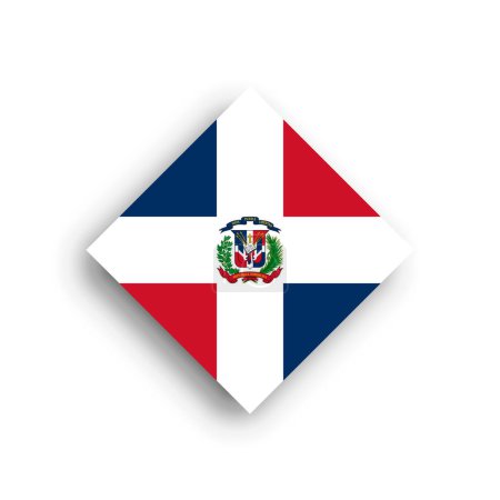 Dominican Republic flag - rhombus shape icon with dropped shadow isolated on white background