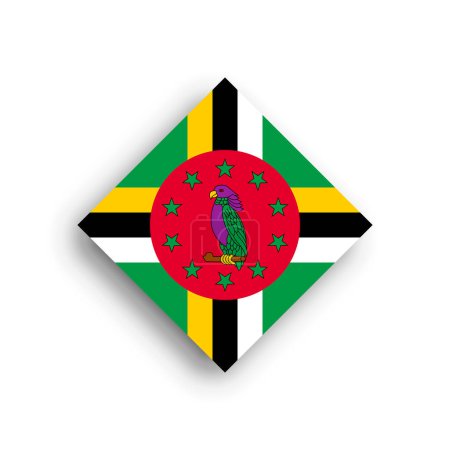 Dominica Flagge - Rautenform Symbol mit Schlagschatten isoliert auf weißem Hintergrund