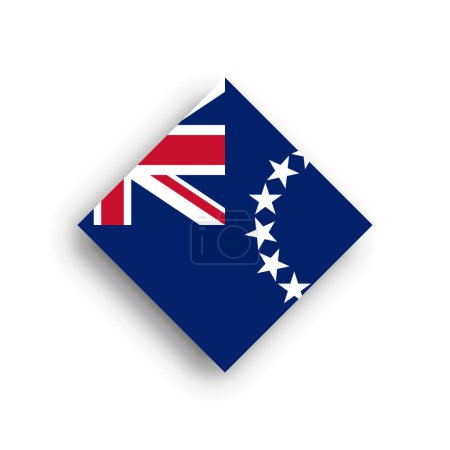Cook Islands Flagge - rhombusförmiges Symbol mit fallendem Schatten auf weißem Hintergrund