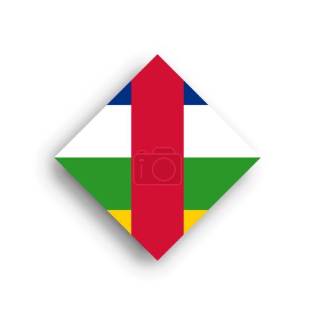 Central African Republic flag - rhombus shape icon with dropped shadow isolated on white background