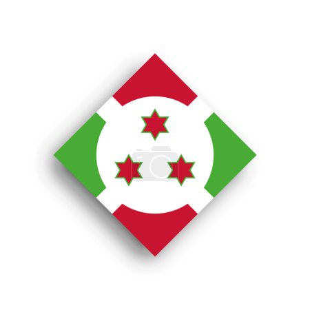 Burundi flag - rhombus shape icon with dropped shadow isolated on white background