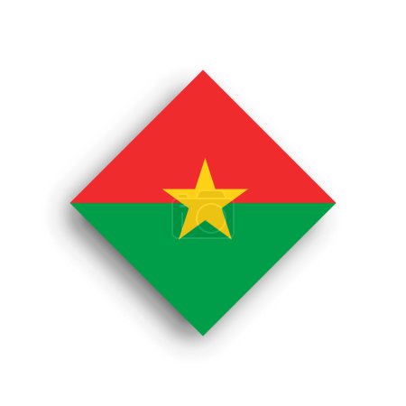 Bandera de Burkina Faso - icono en forma de rombo con sombra caída aislada sobre fondo blanco