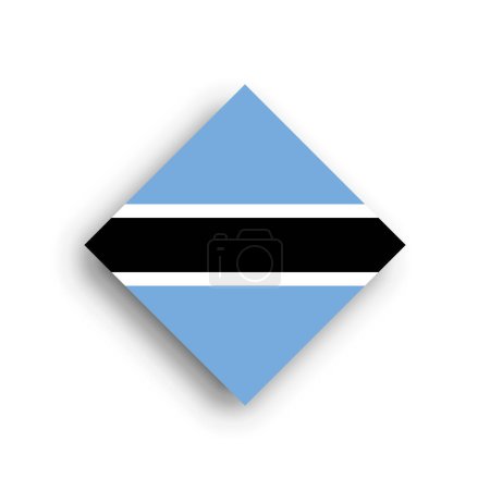 Bandera de Botswana - icono de forma rombo con sombra caída aislada sobre fondo blanco