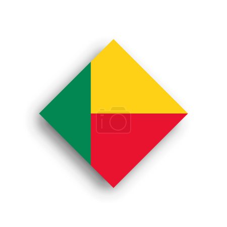 Benin flag - rhombus shape icon with dropped shadow isolated on white background