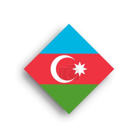 Azerbaijan flag - rhombus shape icon with dropped shadow isolated on white background