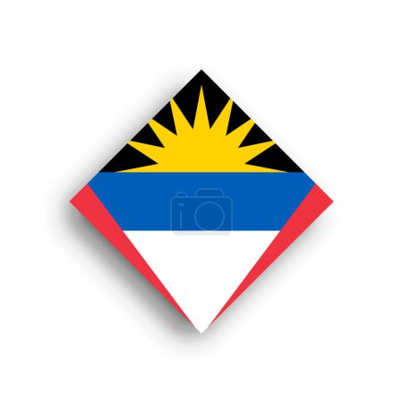 Flagge von Antigua und Barbuda - Rautenform-Symbol mit fallendem Schatten auf weißem Hintergrund