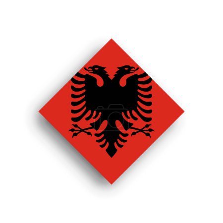 Albania flag - rhombus shape icon with dropped shadow isolated on white background