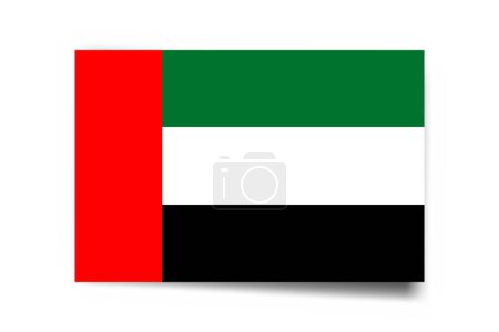 United Arab Emirates flag - rectangle card with dropped shadow isolated on white background.