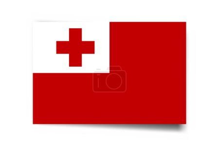 Tonga Flagge - Rechteck-Karte mit Schlagschatten isoliert auf weißem Hintergrund.