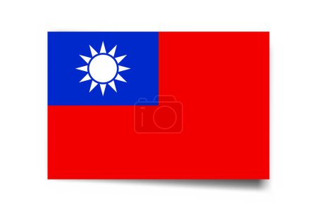 Taiwan flag - rectangle card with dropped shadow isolated on white background.