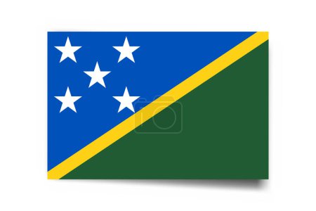 Bandera de las Islas Salomón - tarjeta rectángulo con sombra caída aislada sobre fondo blanco.