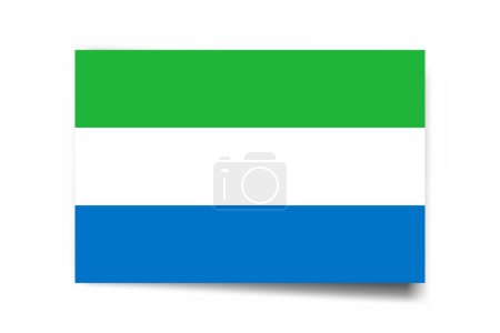 Sierra Leone flag - rectangle card with dropped shadow isolated on white background.