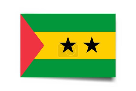Sao Tome und Principe Flagge - Rechteck-Karte mit Schlagschatten isoliert auf weißem Hintergrund.