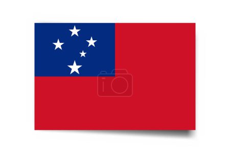 Samoa flag - rectangle card with dropped shadow isolated on white background.