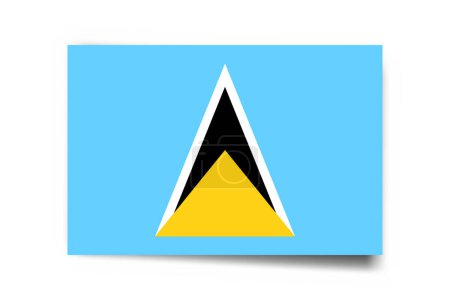 Saint Lucia Flagge - Rechteck-Karte mit Schlagschatten isoliert auf weißem Hintergrund.
